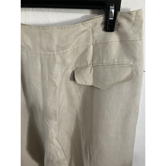 Larry Levine capri pants Size 12 Linen Cream Ivory Minimalist Wide Leg - Picture 4 of 5